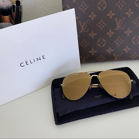 CÉLINE GOLD/BRONZE MIRROR AVIATOR 41391S J5G - Picture 3 of 14